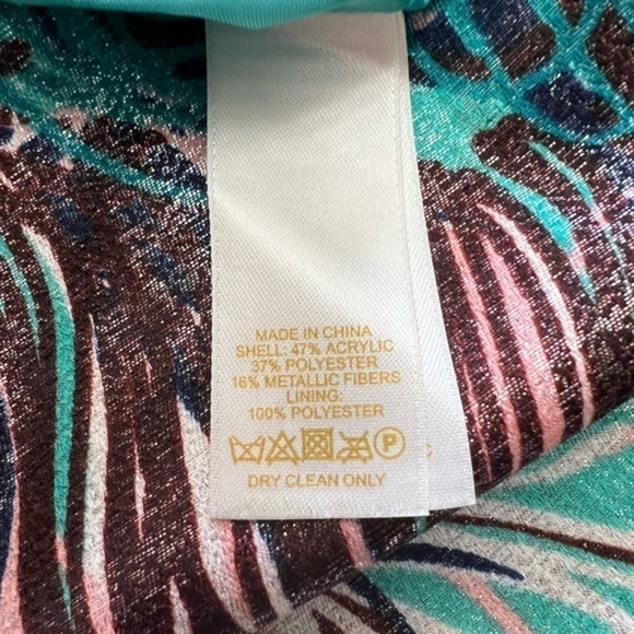 Kate Spade Regal Plumes Feather Print Shift Teal with Platinum Sheen Mini Dress - Picture 15 of 17